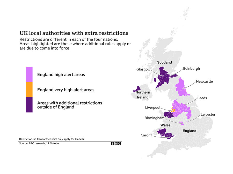 Full List of COVID Alert Levels by area